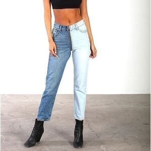 REVICE Yon Yang Crops Two Tone Zipper High Rise Crop Jeans Women’s size 24 00